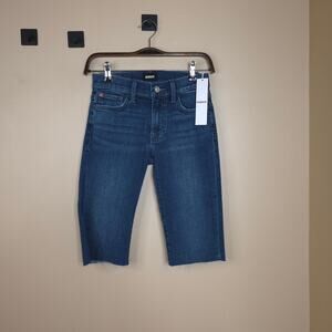 Hudson Mid-rise Amina Raw Hem Bermuda Short in Dark Wash Size 24